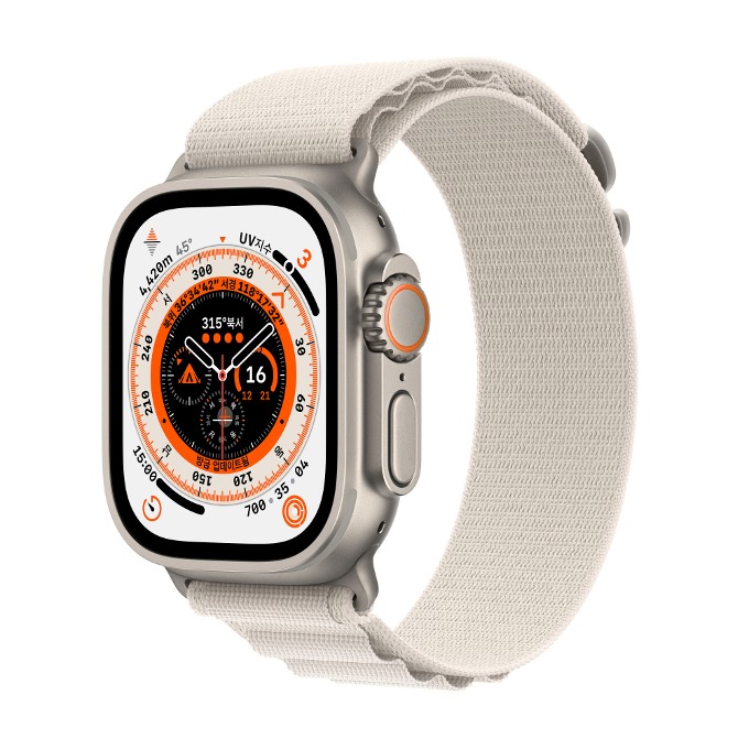 (ID당1회만참여가능) [48기] 매일 만보 퀘스트 Apple Watch Ultra GPS + Cellular, 49mm 티타늄 케이스와 스타라이트 알파인 루프 (L Size)