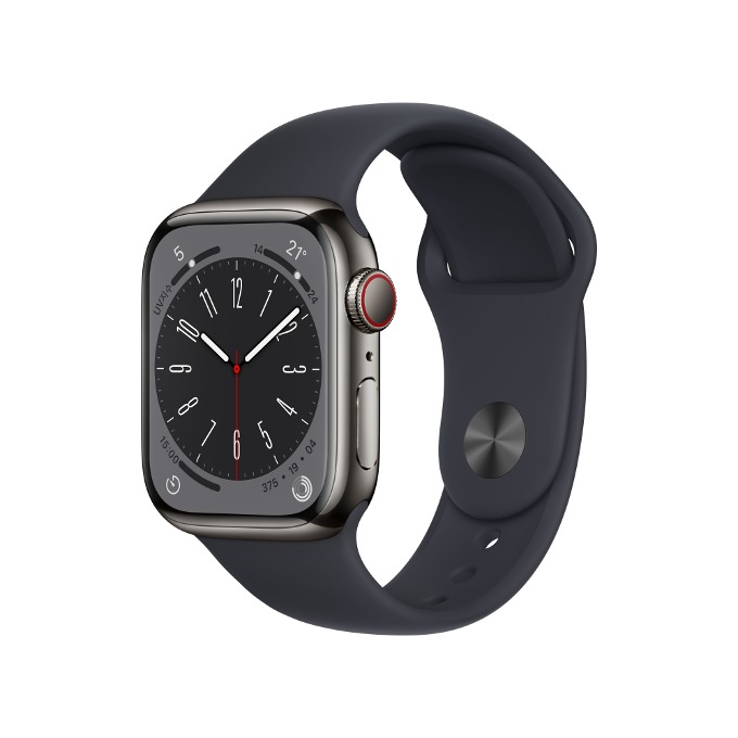 (ID당1회만참여가능) [47기] 매일 만보 퀘스트 Apple Watch Series 8 GPS + Cellular 41mm 그래파이트 스테인리스 스틸 케이스와 미드나이트 스포츠 밴드