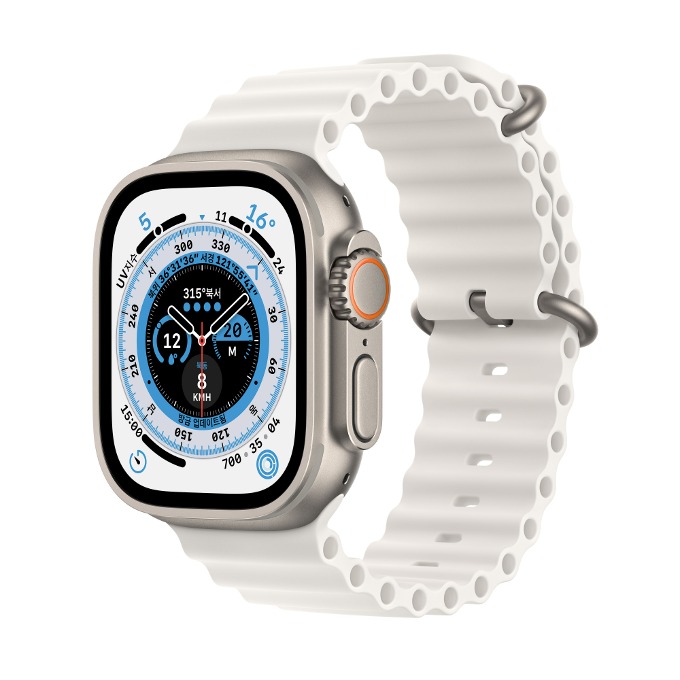 (ID당1회만참여가능) [47기] 매일 만보 퀘스트 Apple Watch Ultra GPS + Cellular, 49mm 티타늄 케이스와 화이트 오션 밴드